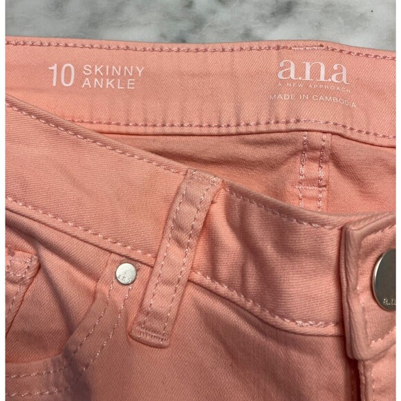 NWT A.n.a Skinny Womens  Size 10  Pink Cotton Stretch Mid Rise Pants - Picture 2 of 7